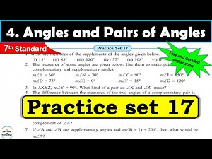 Practice set 17 Class 7 | Chapter 4 Angles and Pairs of Angles | Maths | All question Answers