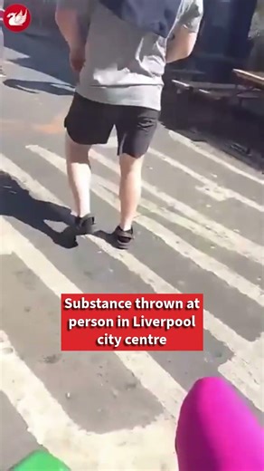 Horrifying moment substance is thrown over someone in Liverpool city centre