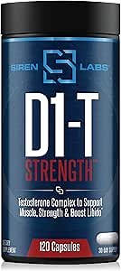 D1-T Strength Testosterone Booster for Men Mass Gainer with D-Aspartic Acid - Monster Muscle Mass-Building - Test Booster Suppression of Estrogen Anabolic Muscle Growth (120 Capsules)