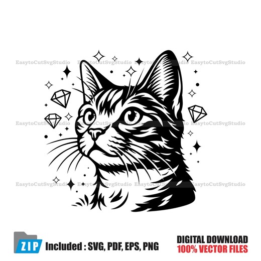 Cat SVG: Cat Head Vector Pet Animal Tattoo Cricut PNG Printable Design (digital Download) - Etsy
