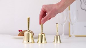 Super Loud Solid Brass Small Hand Call Bell for Ringing at Wedding, Hand Bells for Seniors Bedside, Teacher Classroom Bell, Dinner Bell, Tibetan Bells, Meditation Bell (S)