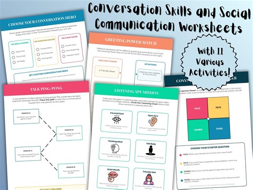 Conversation Skills Worksheets | Social Communication and SEL Activities for Kids and Teens | Printable PDF - Etsy