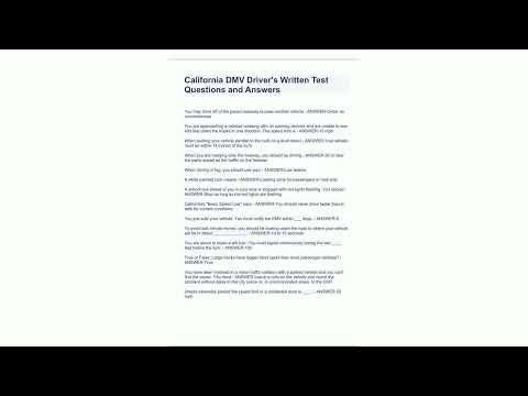 California DMV Drivers Written Test Questions and Answers 202322