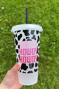 Cow Print "howdy" Cup - Etsy