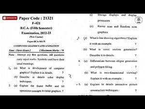 BCA 5TH SEM COMPUTER GRAPHICS AND ANIMATION 2023 | MJPRU