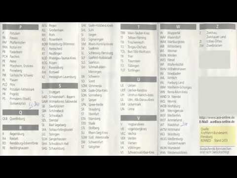 Liste deutscher KFZ-Kennzeichen (in 2 Minuten)