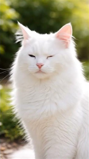 Majestic Turkish Angora Cat in Stunning 4K | 👍👍👍 | Beautiful White Cat with Blue & Amber Eyes