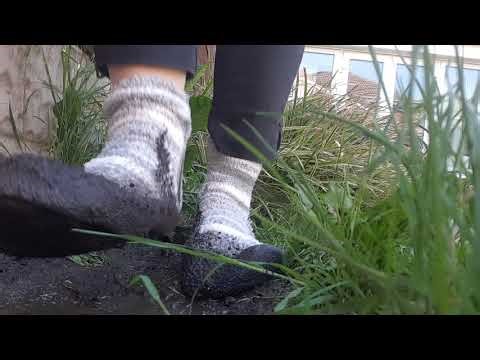 Trashed slipper socks rubbing them in mud.
