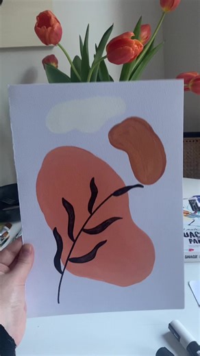 Perfect for your next crafternoon 🎨🌿#gouchepainting #gouachepaint #easypaintingtutorial #beginnerart #diydecor #minimalistartwork