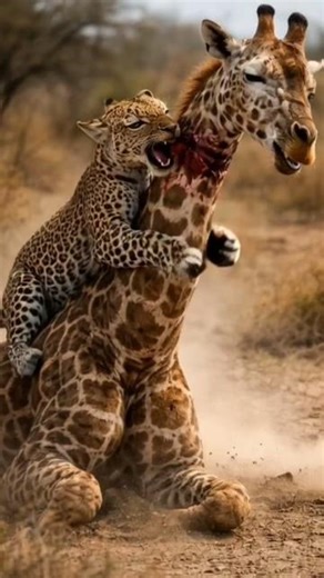 Lion vs Giraffe – Intense Wildlife Encounter in the Savannah
