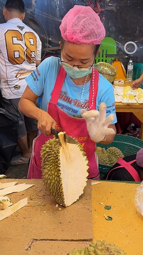Thai Giant Durian - Fruit Cutting Skills - Thai Street Food Location : Airplane Night Market in Bangkok #streetfood #bangkok #fruit | Fruit Mama