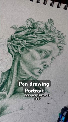 Pen drawing portrait part 2 #art #artist #viral #pendrawing #portrait #sketch #shorts