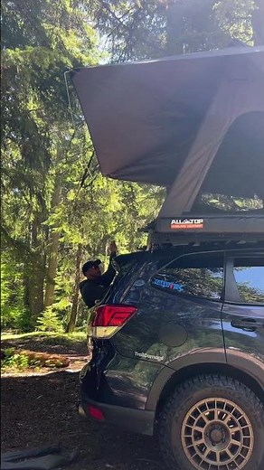 My Subaru is basically a bed on wheels now #carcamp #rooftoptent #subaru