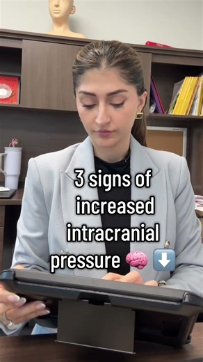 Three classic symptoms of increased intracranial pressure (ICP) ⬇️ 🧠Headache – often worse in the