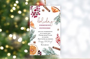 Holiday Simmering Potpourri Gift Tag, Christmas Simmering Potpourri Gift Tag Teachers Gift Coworker Homemade Stovetop Simmer Pot, Printable - Etsy