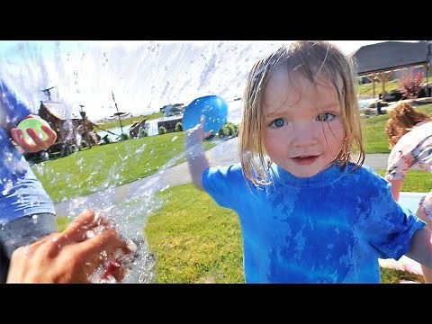 BALLOON BATTLE 💦 1,000 Balloons!! Family Water War at pirate island! Adley passed her School Test!