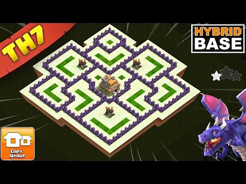 BEST TH7 HYBRID BASE 2025! Anti 3-Star & Loot Defense Layout