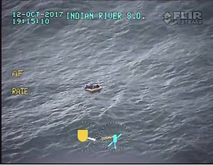 9.1K views · 158 reactions | On 10/12/17 the Sheriff's Office received a call about a vessel that was sinking in the Sebastian Inlet. The boat ended up capsizing and the three parties on board went into the water. The Sheriff's Office helicopter crew responded and were able to drop an inflatable raft to the subjects and they were able to climb aboard. Attached is some video taken from the helicopter after the raft had been deployed. | Indian River County Sheriff's Office | Facebook