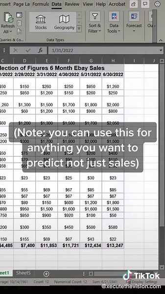 Excel tip for sales forecasting or predicting any type of number when you have a few months or days already. See where you’re going. #excel #1 #friday #xecutethevision #hacks #personal #business #finance #useful #prediction #forecast #exceltips #tools #done #answer #yep #gotit #gold #learnontiktok #try #this #fancy #fyp #foryou #foryourpage #report #analytics #lifehacks #lifetip #newstuff
