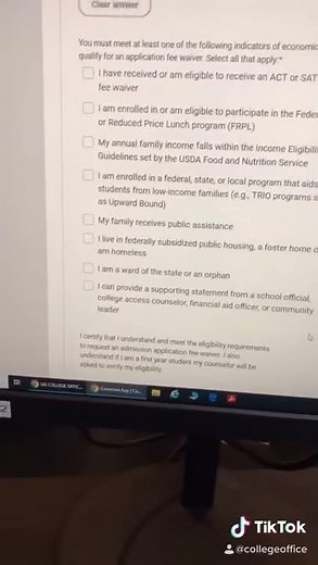 Requesting a Common App Fee Waiver Code