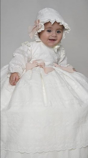 Handmade Ivory Cotton Christening Gown G054 | Lace Baptism Outfit, Bonnet & Diadem