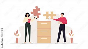 illustration of people try to solve the business problem animated video