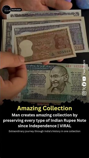 Man creates amazing collection by preserving every type of Indian Rupee Note since Independence