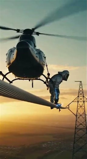 They Repair Live Power Lines from a Helicopter