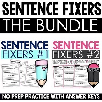 Sentence Fixers Bundle | Digital & Printable | Writing Sentences Worksheets