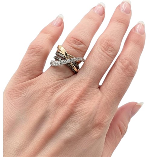 Le Vian Chocolate Diamond Crossover Ring, 14K Rose Gold Designer Ring, Brown & White Diamond Band Size 6.75 - Etsy