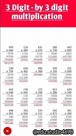 3 Digit - by 3 digit multiplication |3 digit multiplication | multiplication tricks#short #shortfeed