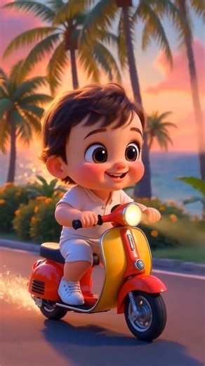 Cute Baby Ka Seaside Scooter Ride 🌊🛵✨