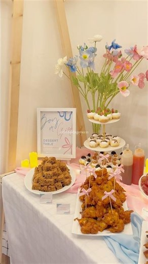 A sweet setup for a special surprise 🩵🩷 Gender Reveal Dessert Table ✨