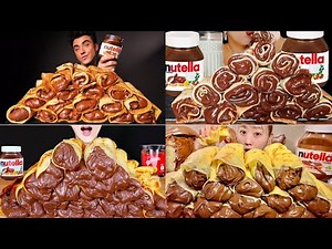Nutella Chocolate crepe roll mukbang compilation
