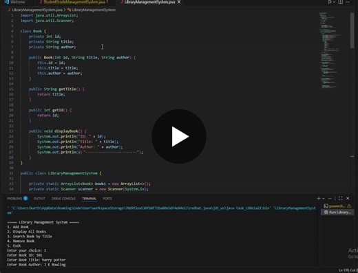 #java #oop #librarymanagementsystem #arraylist #crud #consoleapplication #programming | Yokitha R