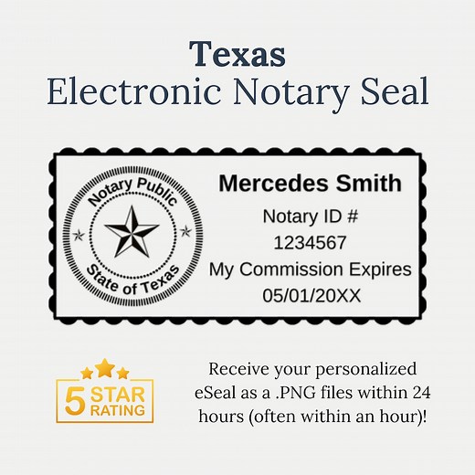 Texas Electronic Notary Seal | Texas Enotary Eseal (milled Rectangle) | Digital Notary Stamp – Fast Delivery - Etsy