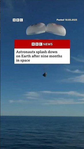 Astronauts splash down on Earth after nine months in Space. #Nasa #BBCNews
