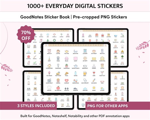 日常デジタルステッカー、デジタルプランナーステッカー、かわいい日常ステッカー、GoodNotesステッカー、iPadステッカー、切り抜き済みPNGステッカー - Etsy 日本