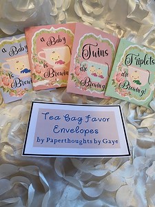 Personalized Tea Bag Baby Shower Favor Envelopes: Twins, Triplets - Etsy