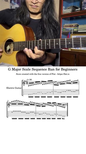 G Major Scale Sequence Run for Beginners #guitar #guitarra #guitarlessons #guitarlesson