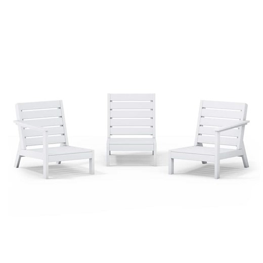 WESTIN OUTDOOR Birchwood Outdoor Patio 3-Piece Deep Seating HDPE Sectional Sofa Arm Chair Set in White OP2039-WH - The Home Depot