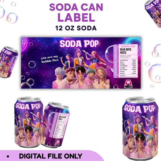 Kpop Demons Hunter Printable | Saja Boys Soda Can Labels | Huntrix Soda Pop Wraps | Kpop Birthday Party Decor | Saja Boys Soda Pop Can - Etsy