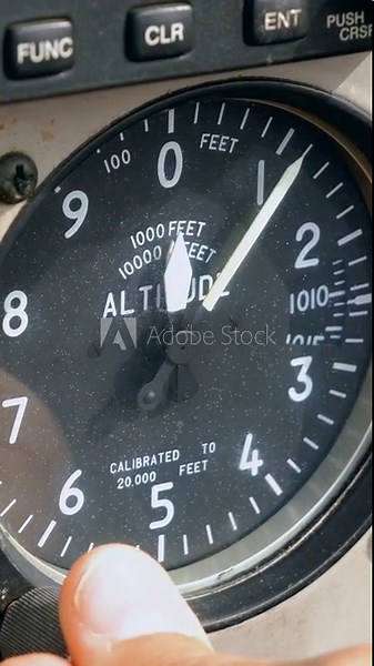 The pilot sets the pressure settings QNH on the altimeter instrument in the cockpit of the aircraft. Concept of reliability of aviation instruments
