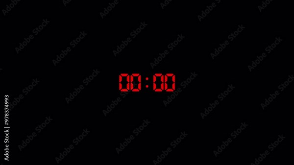 Digital clock countdown animation timer from five to zero seconds, Digital countdown timer from 5 to 0 seconds, Countdown video