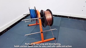 SELEWARE Portable Wire Spool Caddy – Heavy-Duty Steel Cable Dispenser with 4 Adjustable Rods for Effortless Spool Storage & Dispensing (Orange)