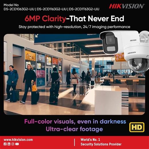 38K views · 294 reactions | See Every Detail, Day or Night!  Hikvision 6MP Cameras deliver ultra-clear, full-color visuals 24/7 even in complete darkness. ✅ 6MP High Resolution ✅ Full-Color Night Vision ✅ Reliable 24/7 Security Explore more innovations here: www.hikvision.com/sa | Hikvision Bangladesh | Facebook