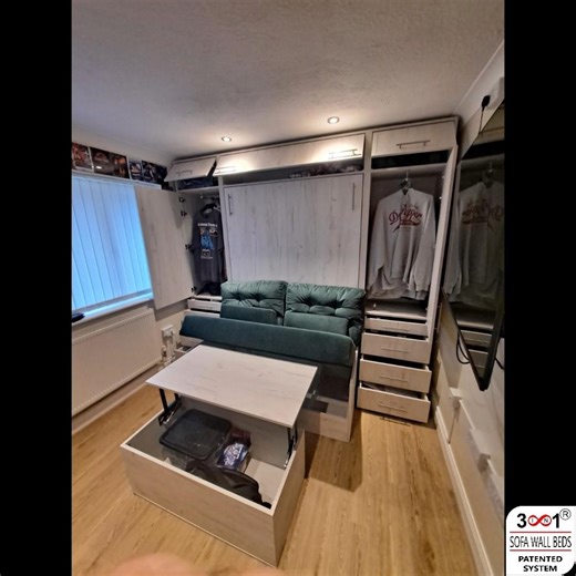 A bedroom converted into a gamer's sanctuary using our patented #3in1sofawallbed system #wallbed