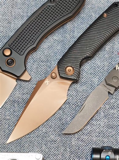 Today's Carry is the Tenable Entity, the Kansept Fenrir, and the Jack Wolf Mini Cyborg Jack. #pocketcheck #knife #knives #edc