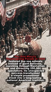 64K views · 2.1K reactions | The first Macy’s Parade marched with live zoo animals—kickstarting a tradition that millions still celebrate today. #HistoryFacts #MacyParade #AmericanHistory | Ancient History Revived | Facebook