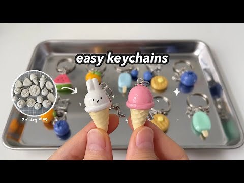 How to Make Easy Air Dry Clay Keychains (for beginners, cute charms)